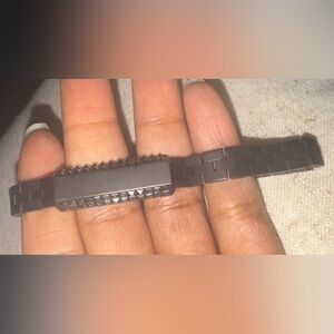 Swarovski Men's Black and Silver Bracelet